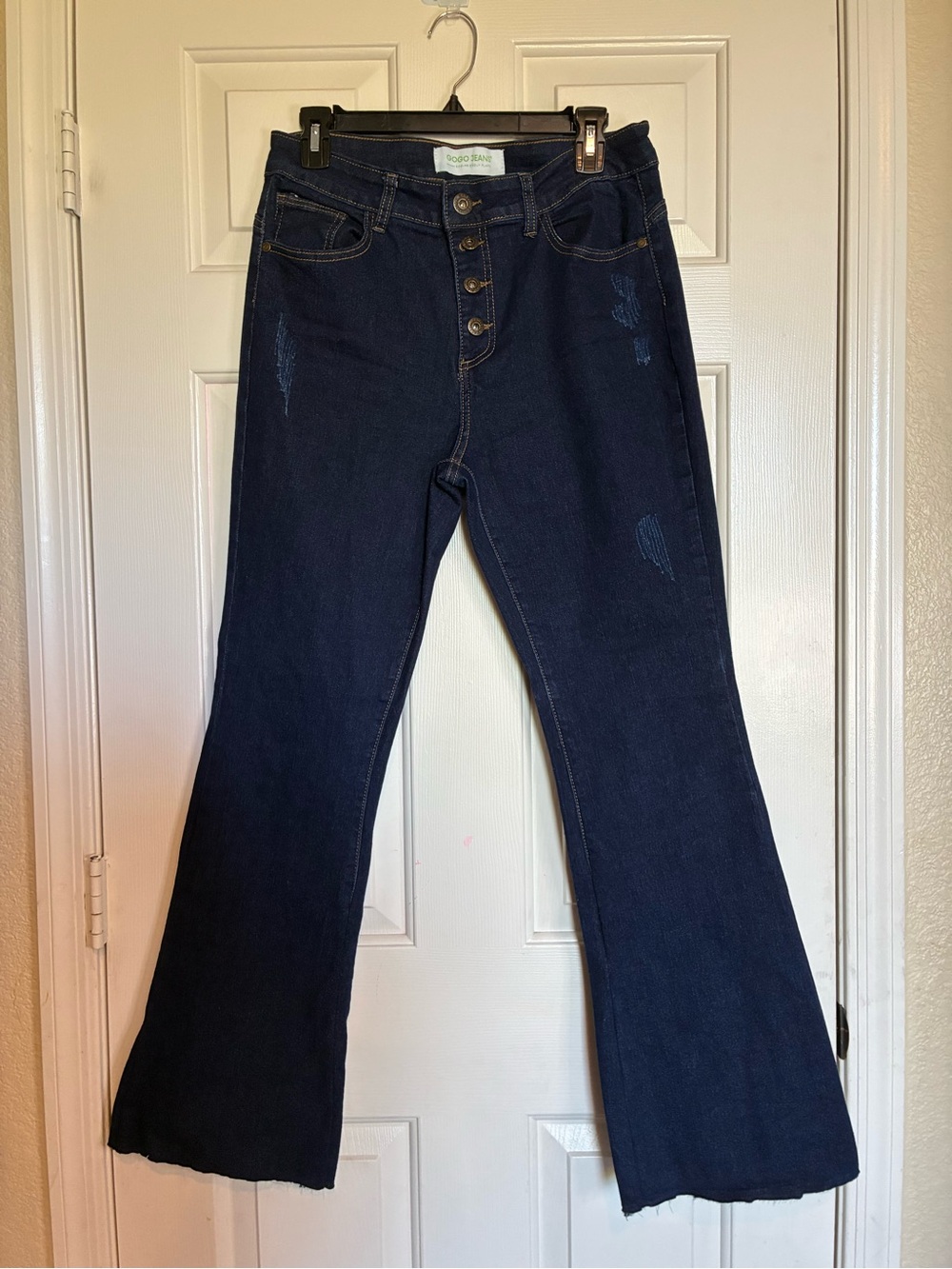 GOGO Dark Indigo Flared Jeans with Button-Fly